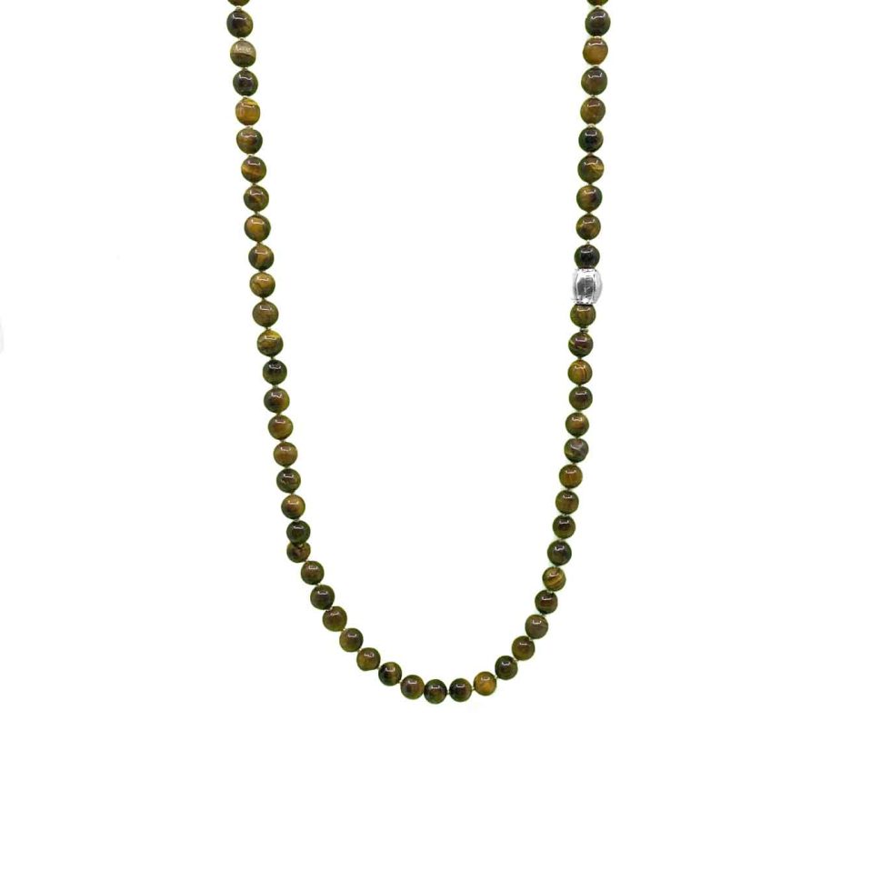 Collier pour homme en pierres naturelles et plaqué argent 925, bijoux homme tendance.