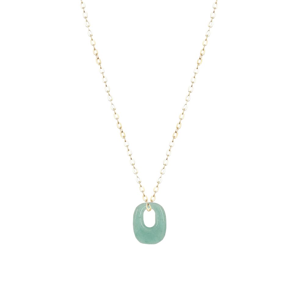 Collier en acier inoxydable doré avec pendentif en résine turquoise, bijoux fantaisie minimalistes.